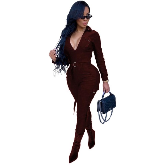 ONE PIECE BODYCON LONG SLEEVE JUMPSUIT - Picture 3 of 4